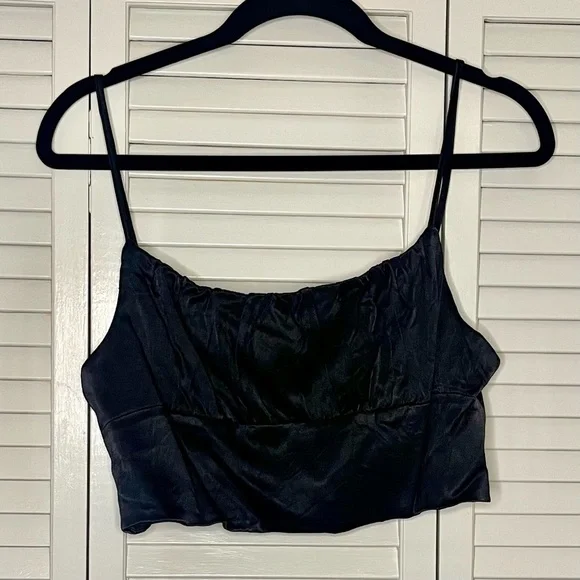 Zara Black Satin Bralette Style Crop Top - Picture 1 of 4